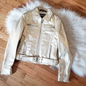Schott NYC *NEW* Metallic Lightweight Cowhide Gold Leather Jacket